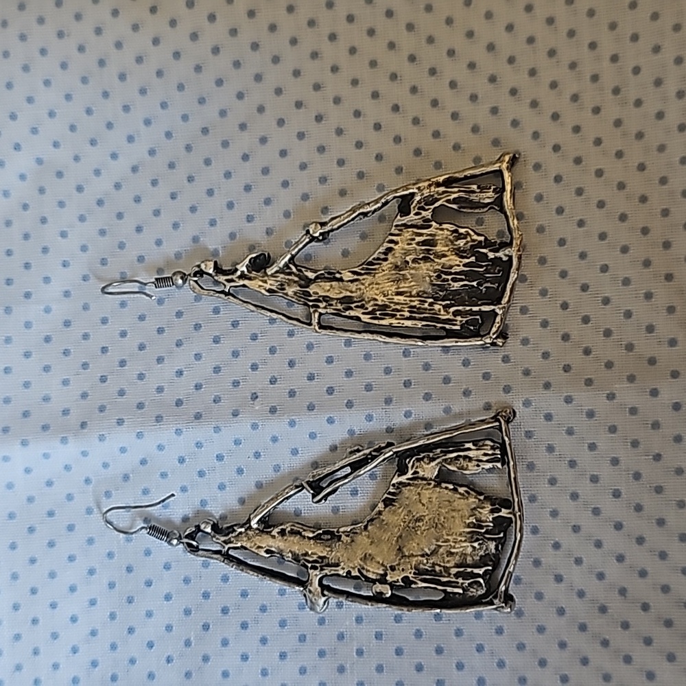 Vintage Silver Brutalist Dangle Statement Earrings - image 2